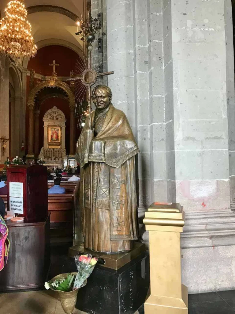 Guadalupe-old-basilica-JPII Guadalupe old basilica JPII statue on pilgrimage