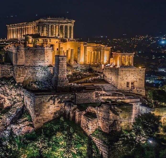 acropolis-night-greece-pilgrimage Acropolis at night Greece pilgrimage tour