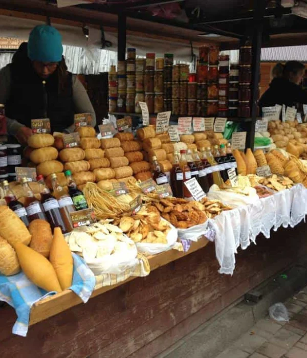 cheese-poland-stand cheese stand in poland pilgrimage tour