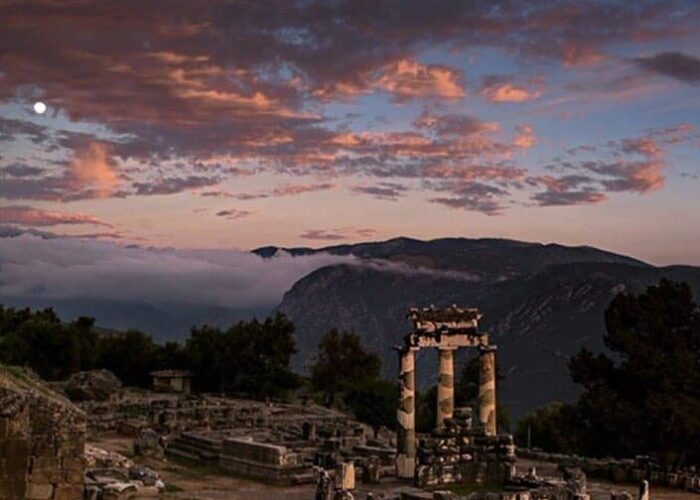 delphi-sunset-greece Sunset Delphi Greece pilgrimage tour