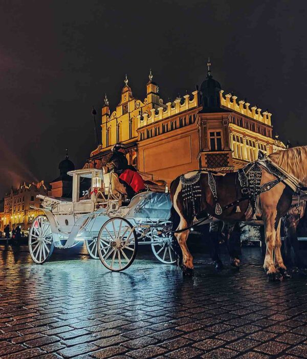 krakow-night krakow at night poland pilgrimage tour