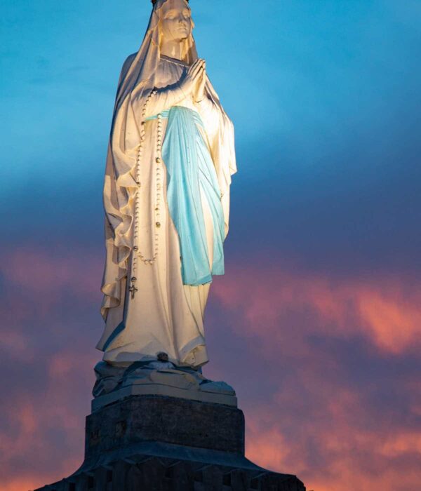 our-lady-lourdes-dusk Our Lady of Lourdes at dusk pilgrimage tour