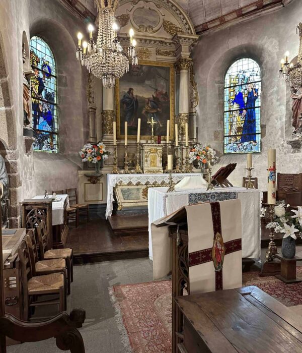 st-peter-chapel-france-pilgrimage interior of st. peter chapel at mont st. michel france