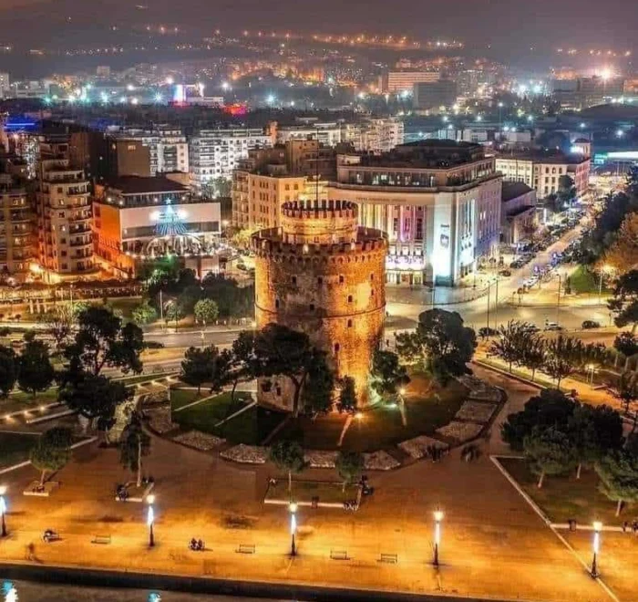 thessaloniki-night-greece thessaloniki night greece pilgrimage tour