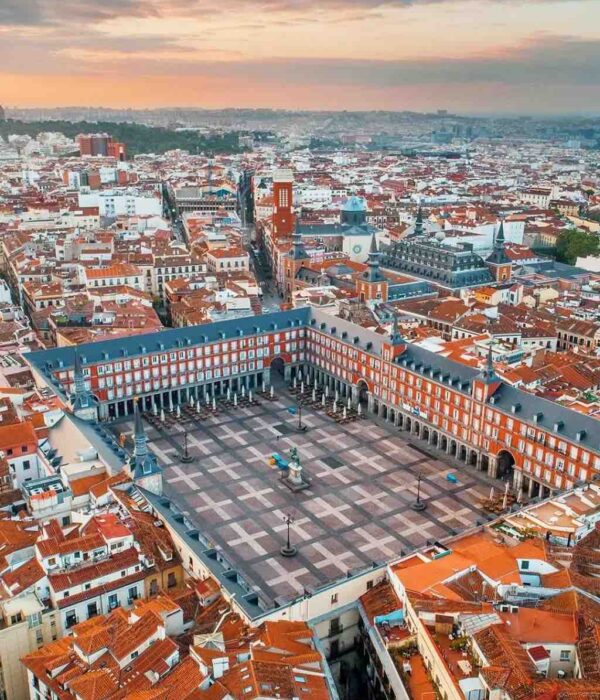 plaza-mayor-aerial Plaza Mayor aerial madrid spain pilgrimage tour