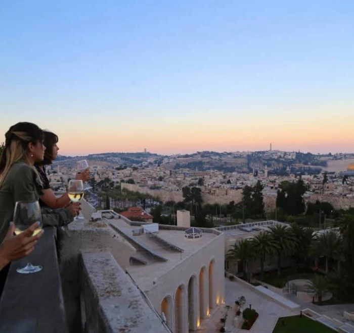 rooftop-view-notre-dame-jerusalem view at dusk from the notre dame center jerusalem