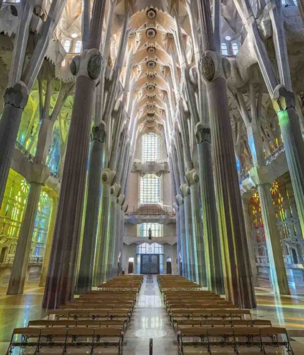 sagrada-inside interior of la sagrada familia spain pilgrimage tour