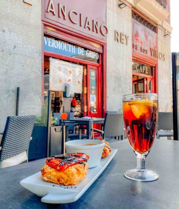 tapas-madrid-vermouth tapas in madrid with vermouth spain pilgrimage tour