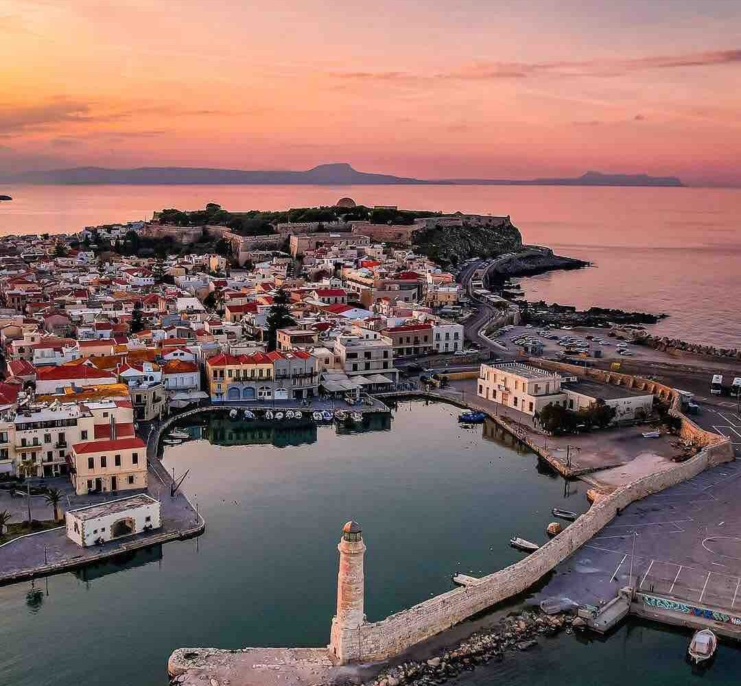 crete-harbor-greece old harbor in crete greece