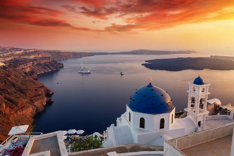 sunset at santorini greece pilgrimage